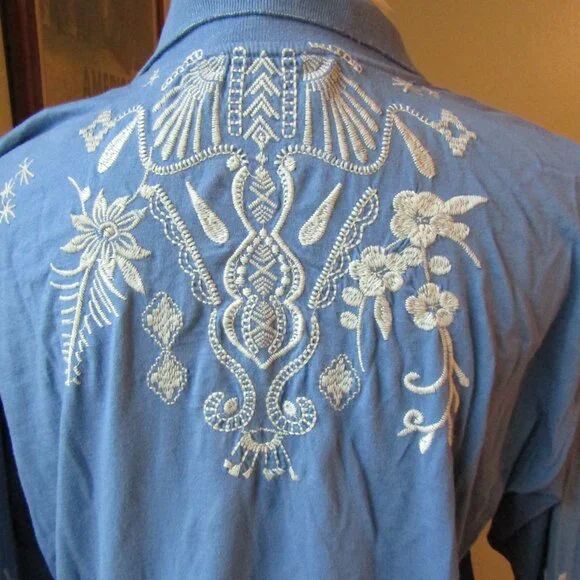 Johnny Was Dylan Long Sleeve Polo Tee XS